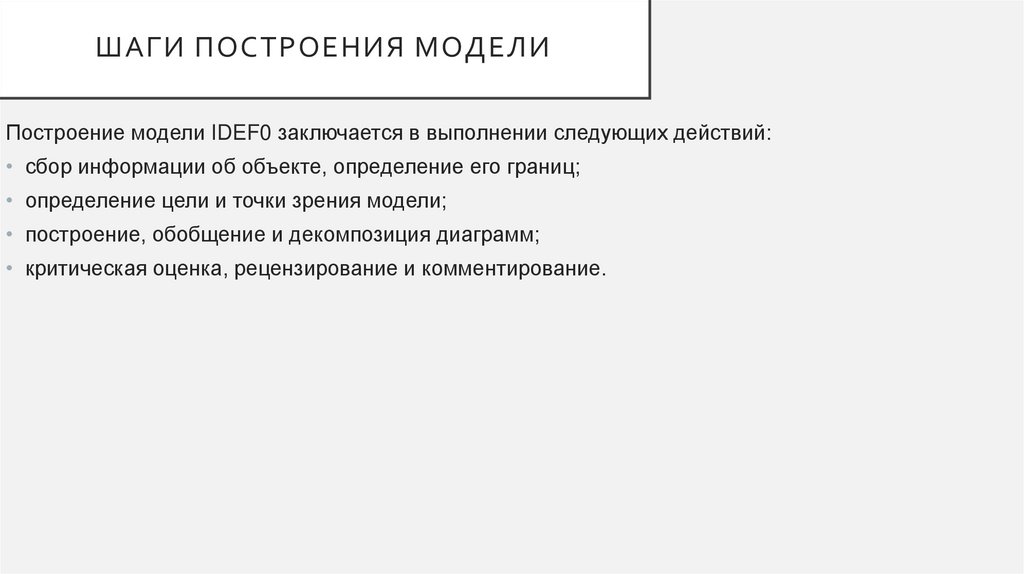 Шаги построения модели