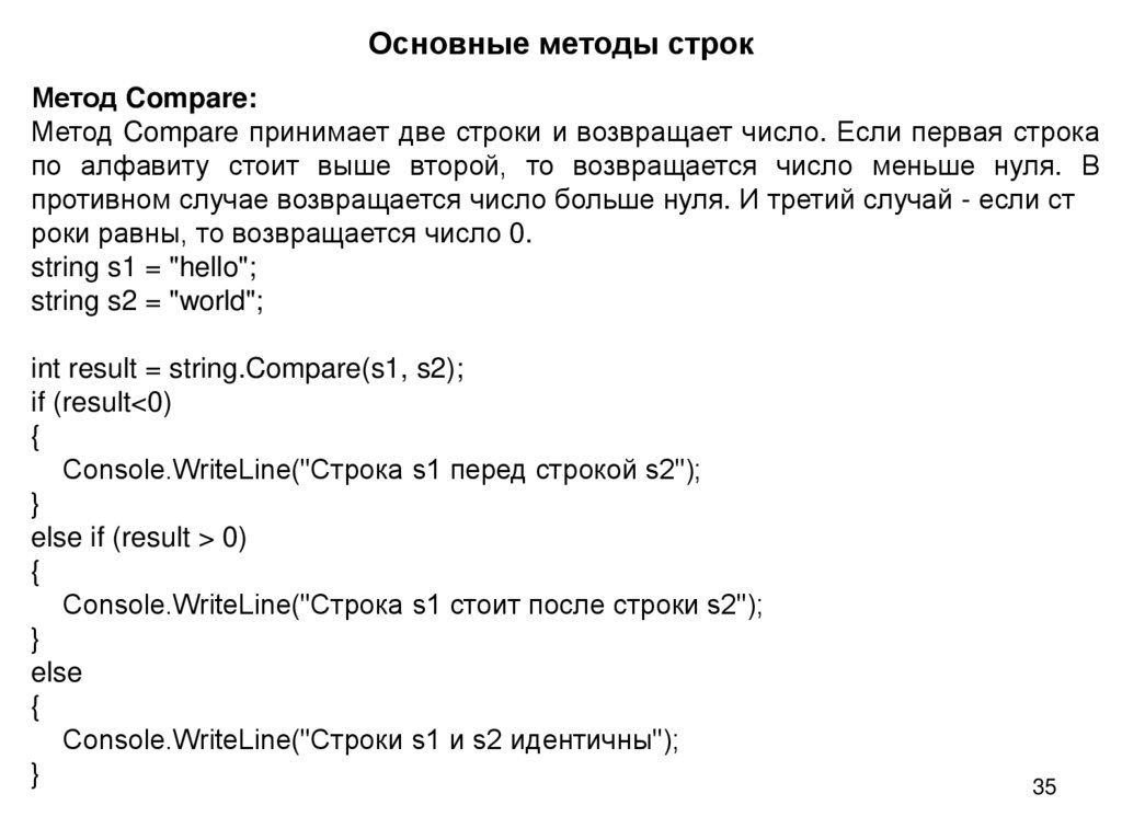 Основные методы строк