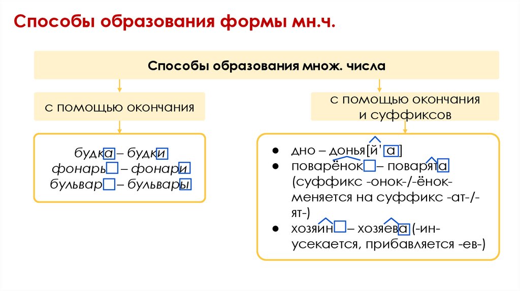 Способы образования формы мн.ч.