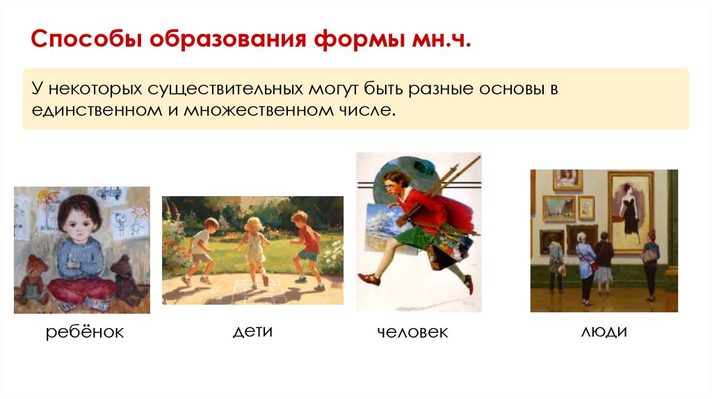 Способы образования формы мн.ч.