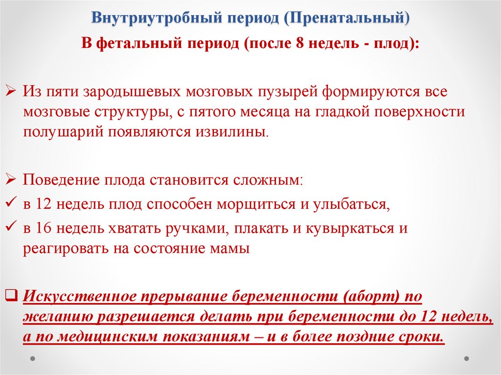 Внутриутробный период (Пренатальный)