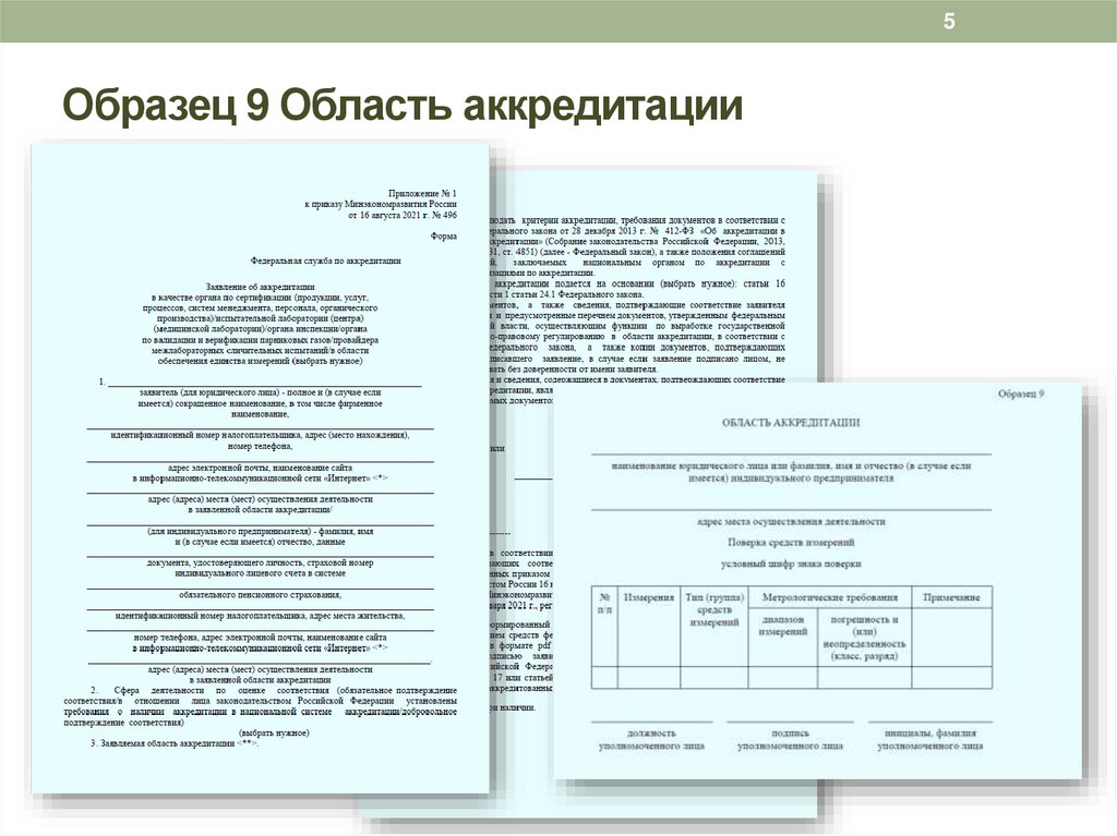 Образец 9 Область аккредитации