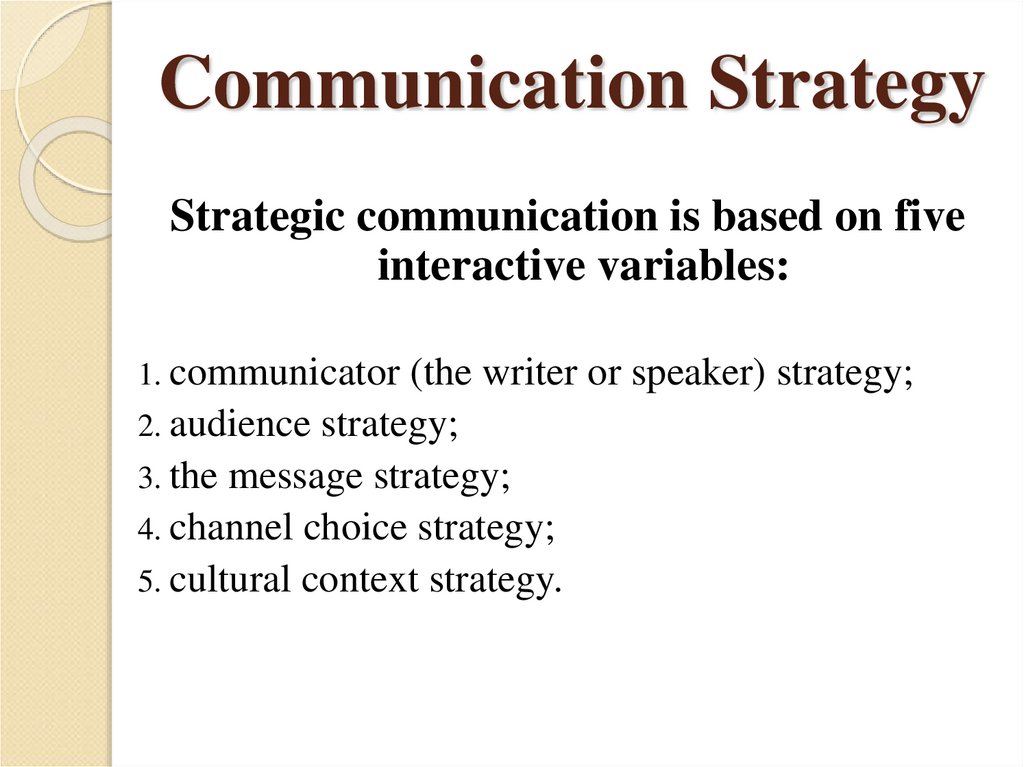 Communication Strategy