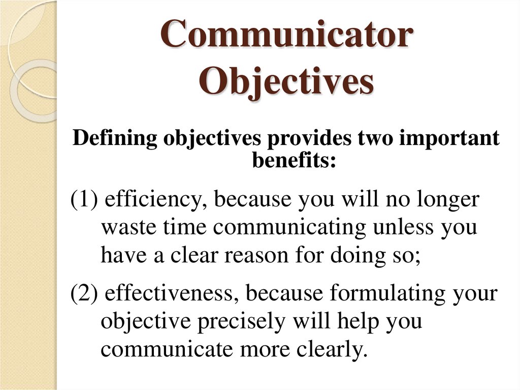 Communicator Objectives