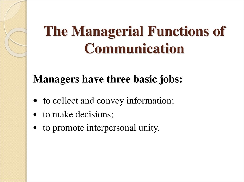 The Managerial Functions of Communication