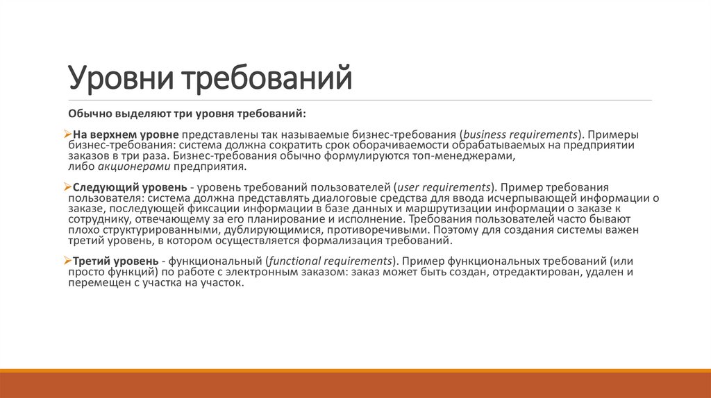 Уровни требований
