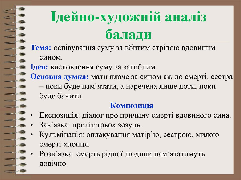 Ідейно-художній аналіз балади