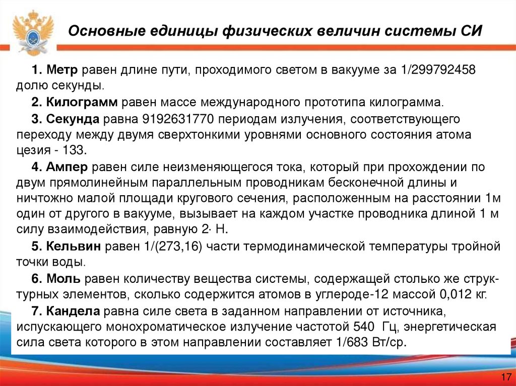 Основные единицы физических величин системы СИ