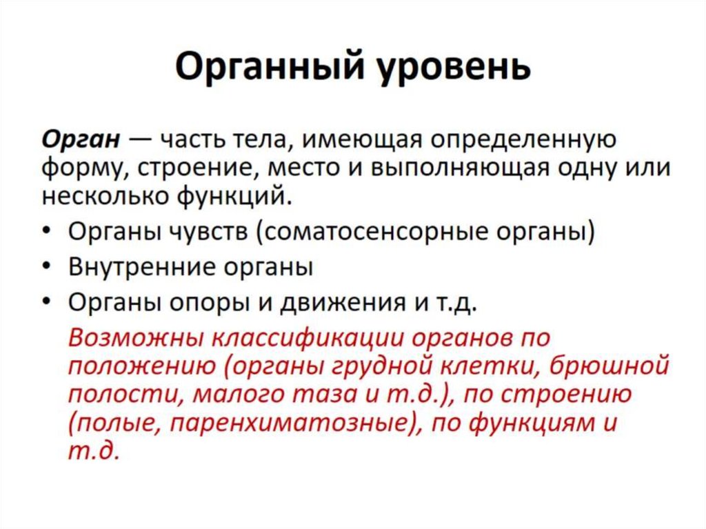 Органный уровень