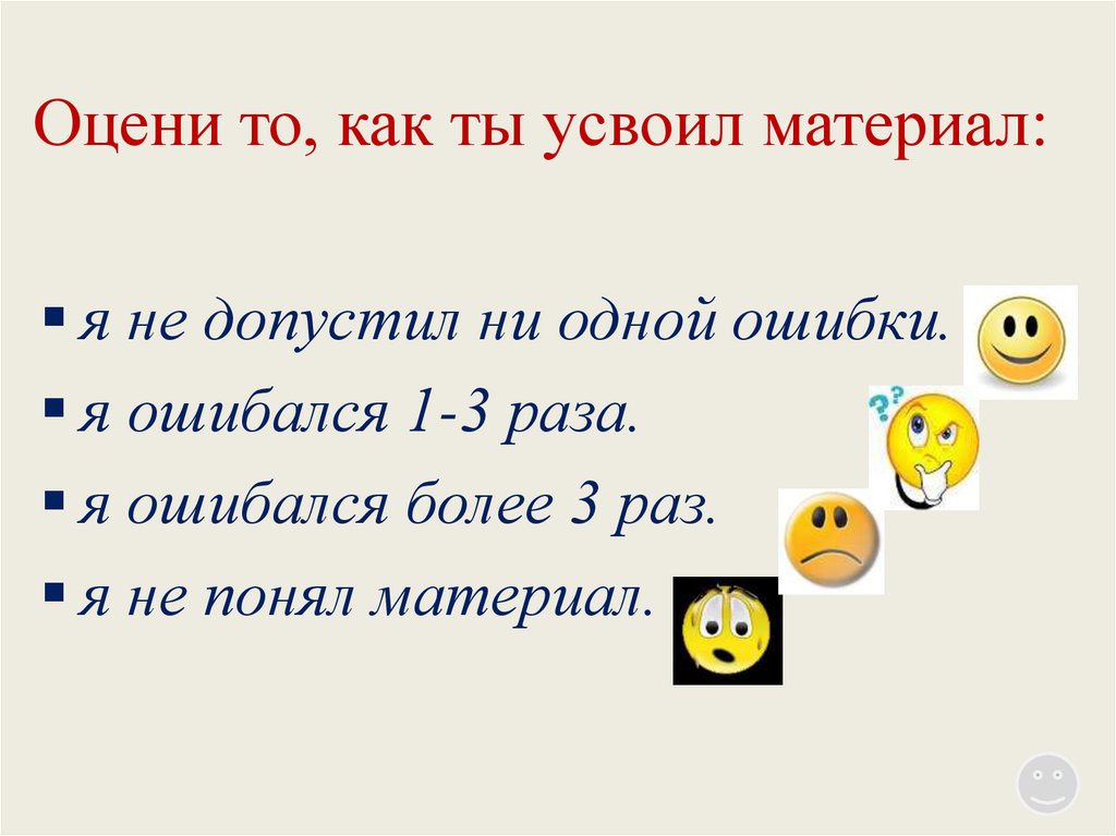 Оцени то, как ты усвоил материал: