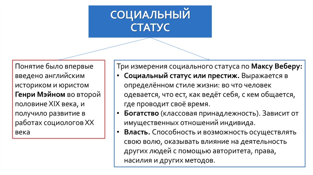 СОЦИАЛЬНЫЙ СТАТУС