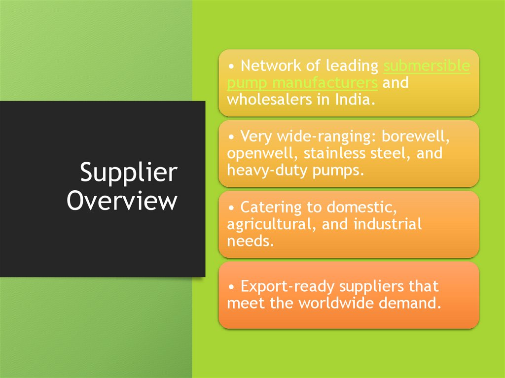 Supplier Overview