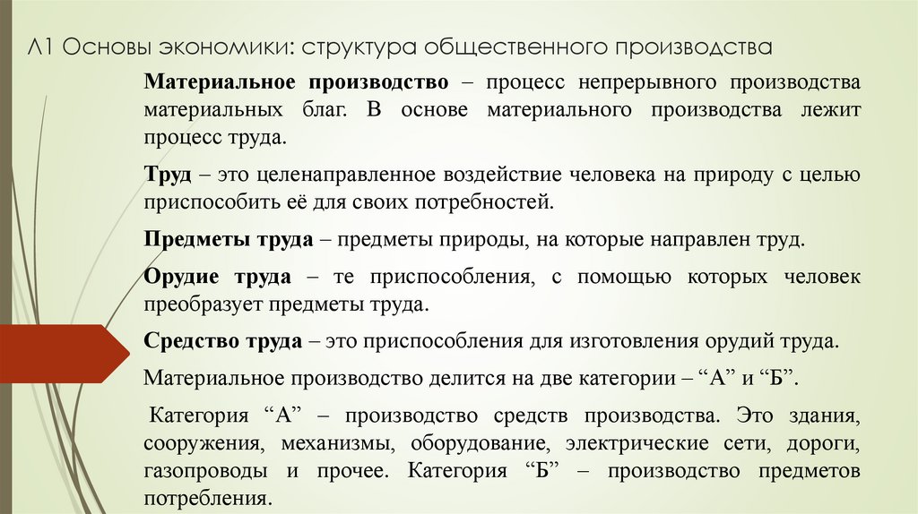 Л1 Основы экономики: структура общественного производства