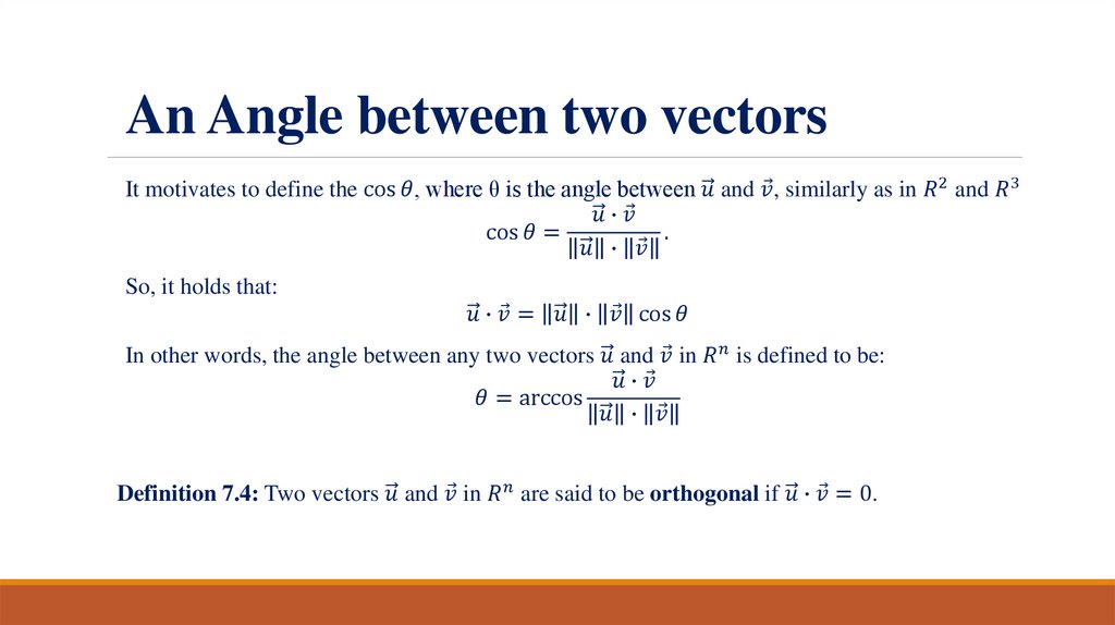 An Angle between two vectors