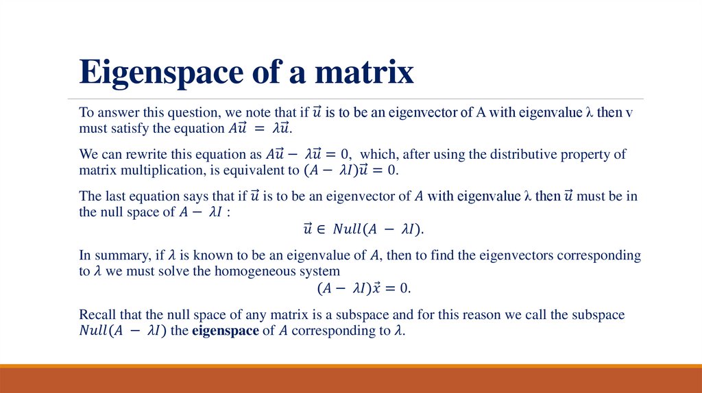 Eigenspace of a matrix