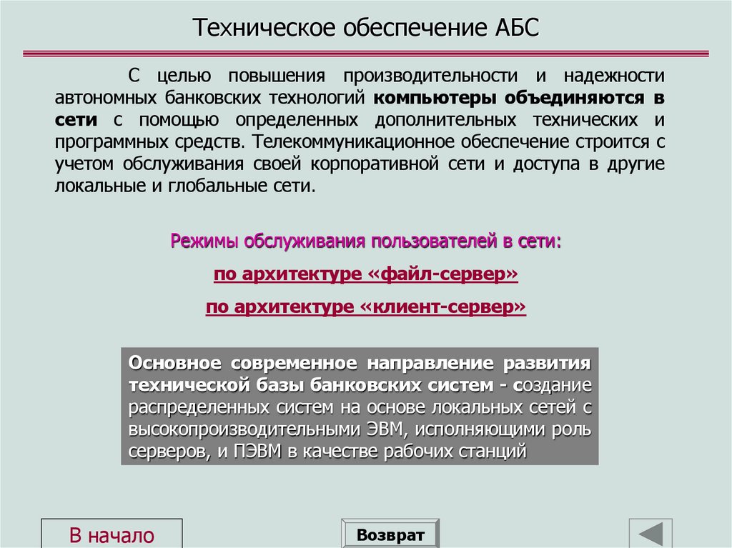 Техническое обеспечение АБС