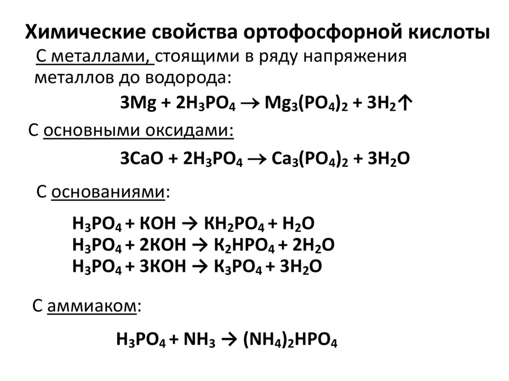 Химические свойства ортофосфорной кислоты