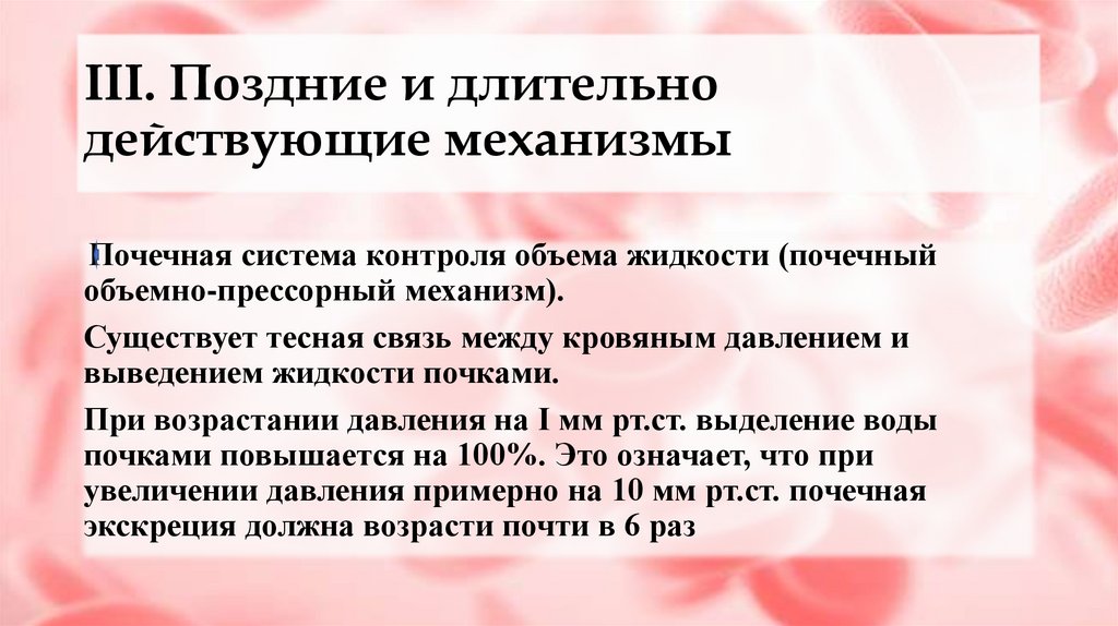 III. Поздние и длительно действующие механизмы