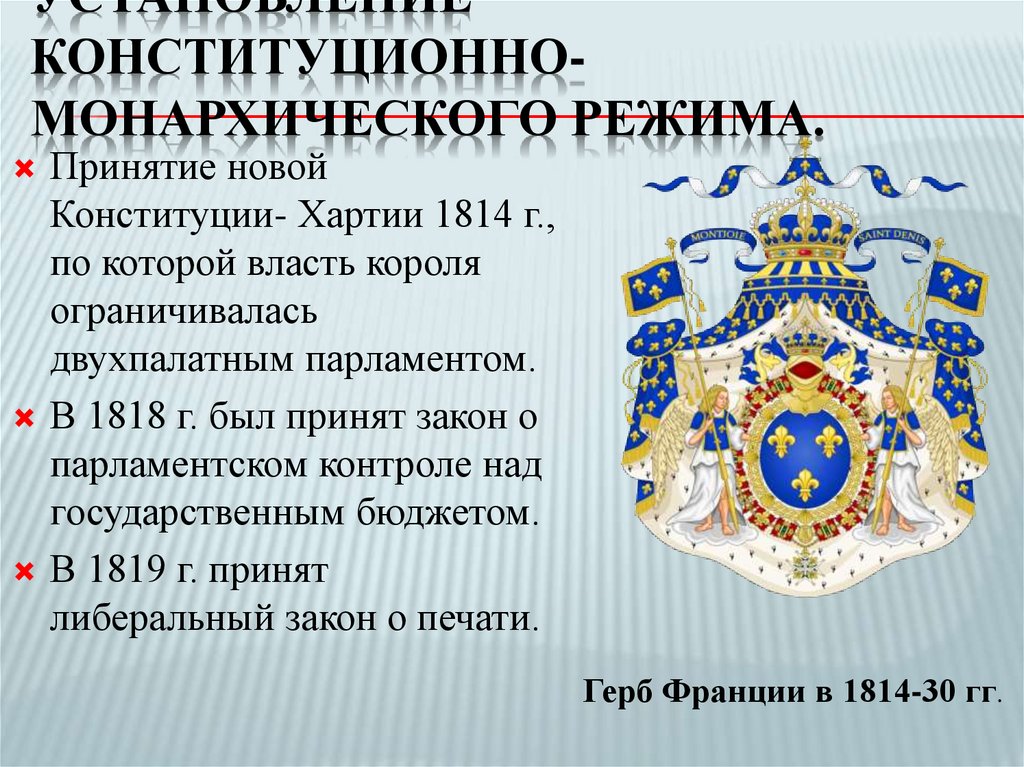 Установление конституционно- монархического режима.