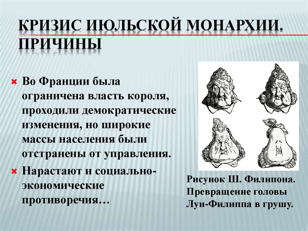 Кризис Июльской монархии. причины