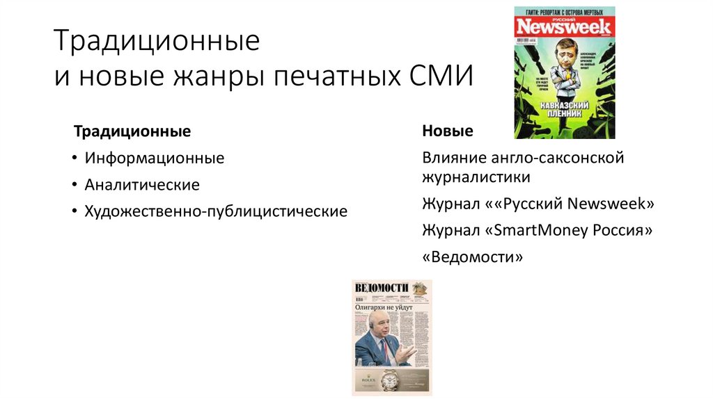 Традиционные и новые жанры печатных СМИ