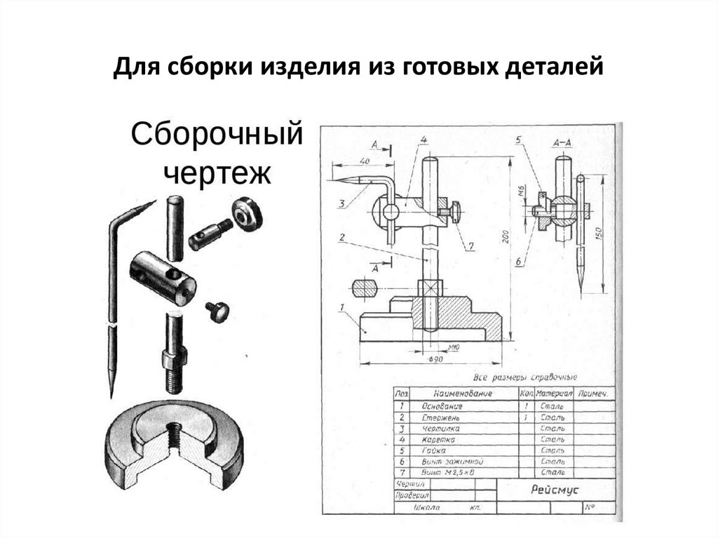 Для сборки изделия из готовых деталей