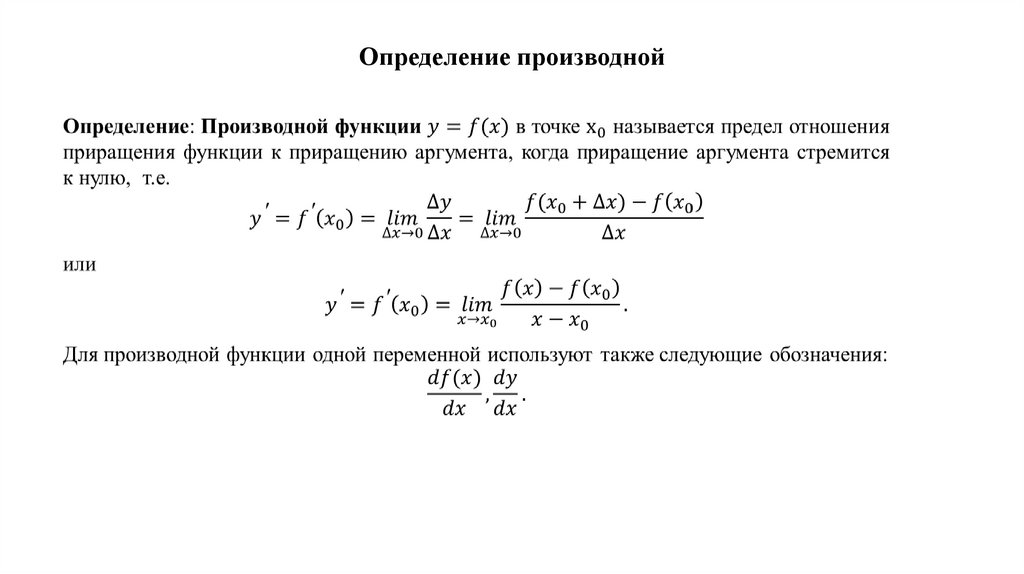 Определение производной