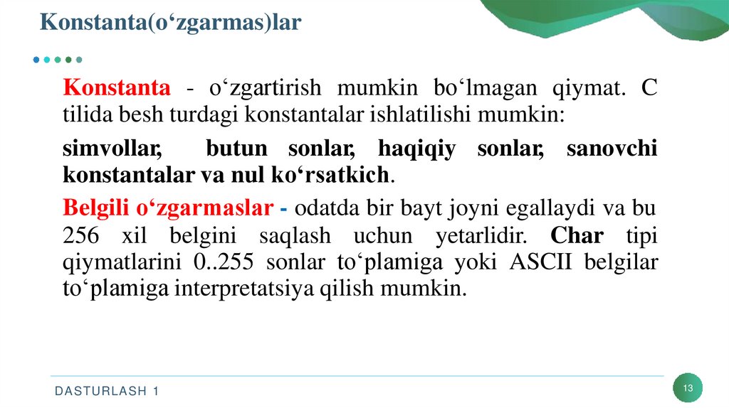 Konstanta(o‘zgarmas)lar