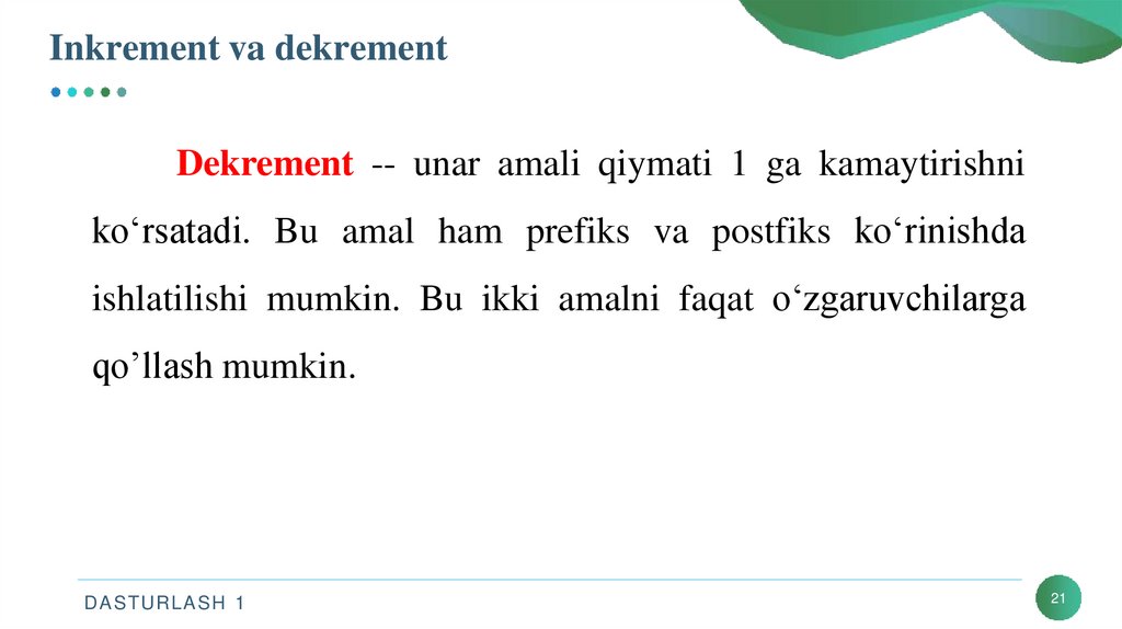 Inkrement va dekrement