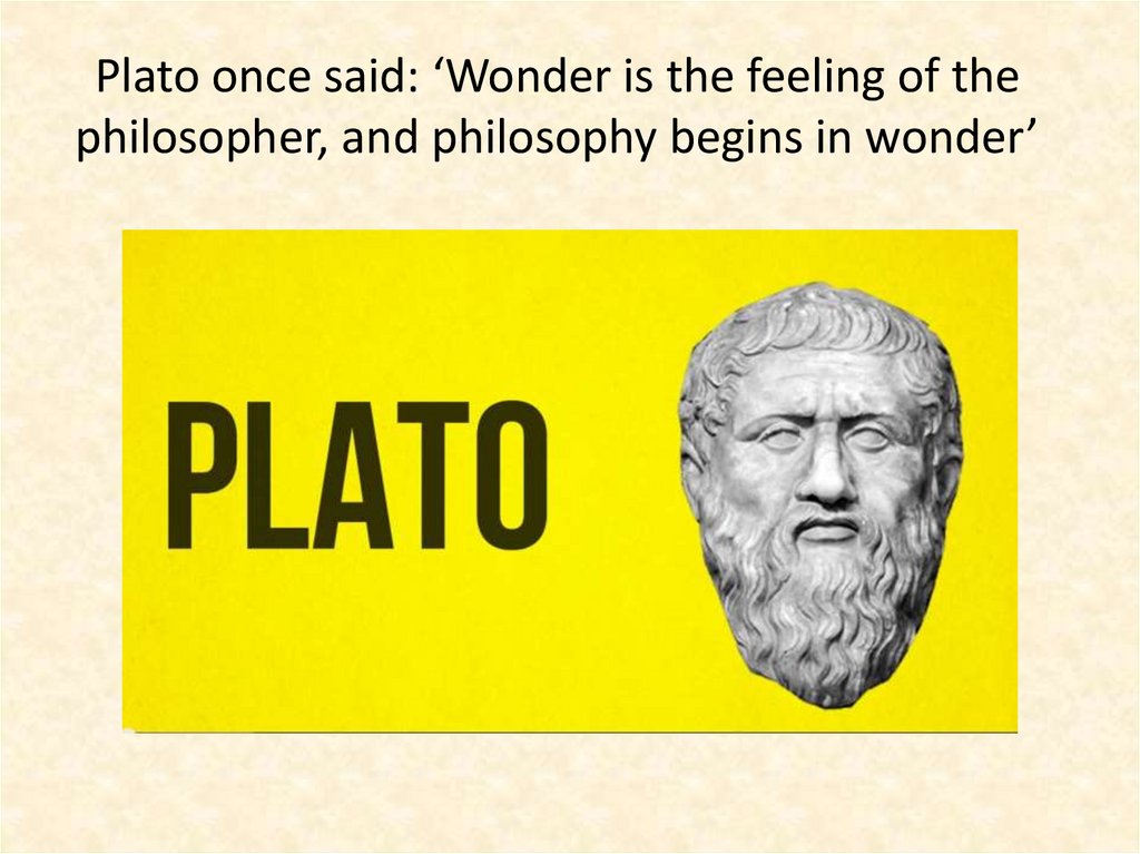Plato once said: ‘Wonder is the feeling of the philosopher, and philosophy begins in wonder’