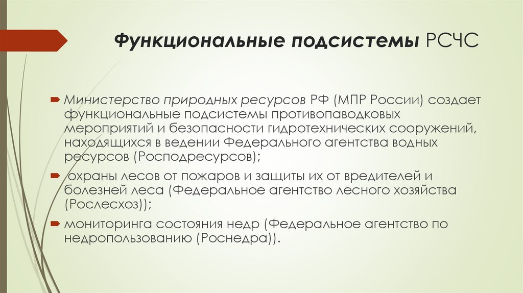 Функциональные подсистемы РСЧС