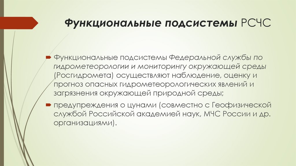 Функциональные подсистемы РСЧС