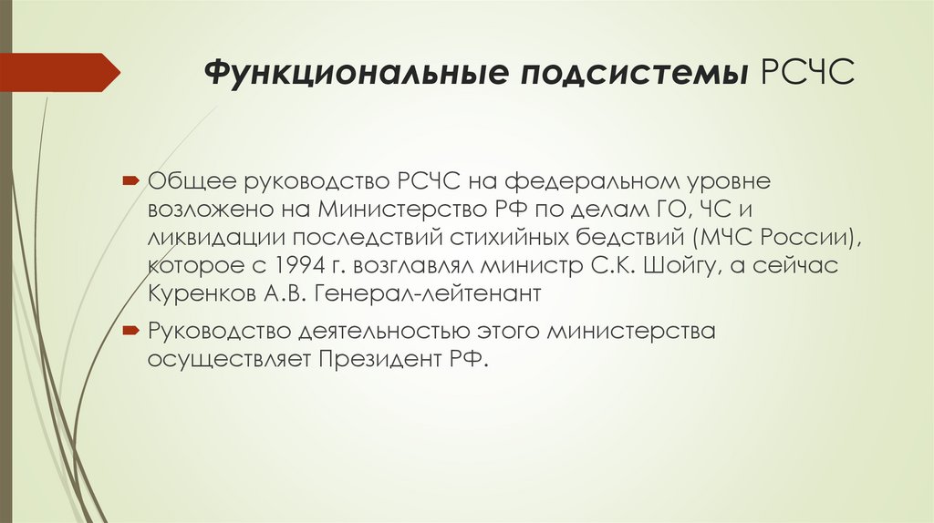 Функциональные подсистемы РСЧС