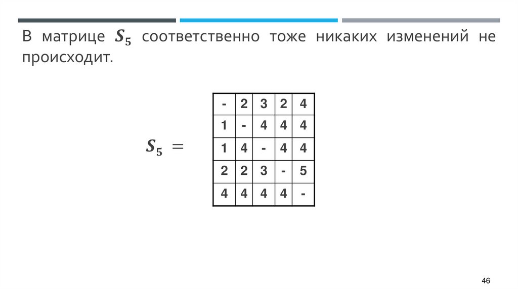 В матрице S5 соответственно тоже никаких изменений не происходит.
