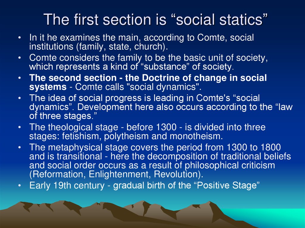 The first section is “social statics”