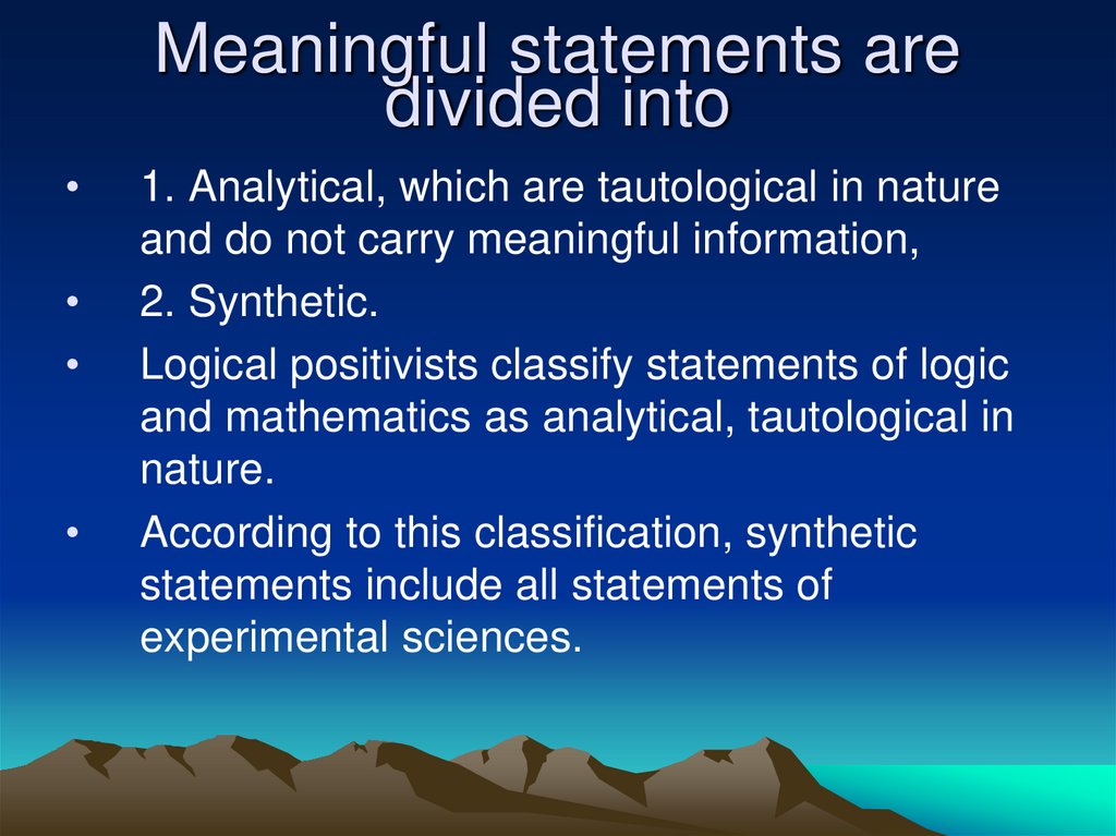 Meaningful statements are divided into