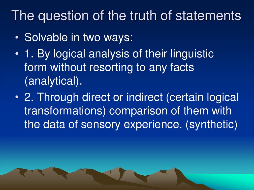 The question of the truth of statements