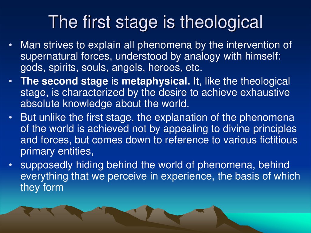 The first stage is theological