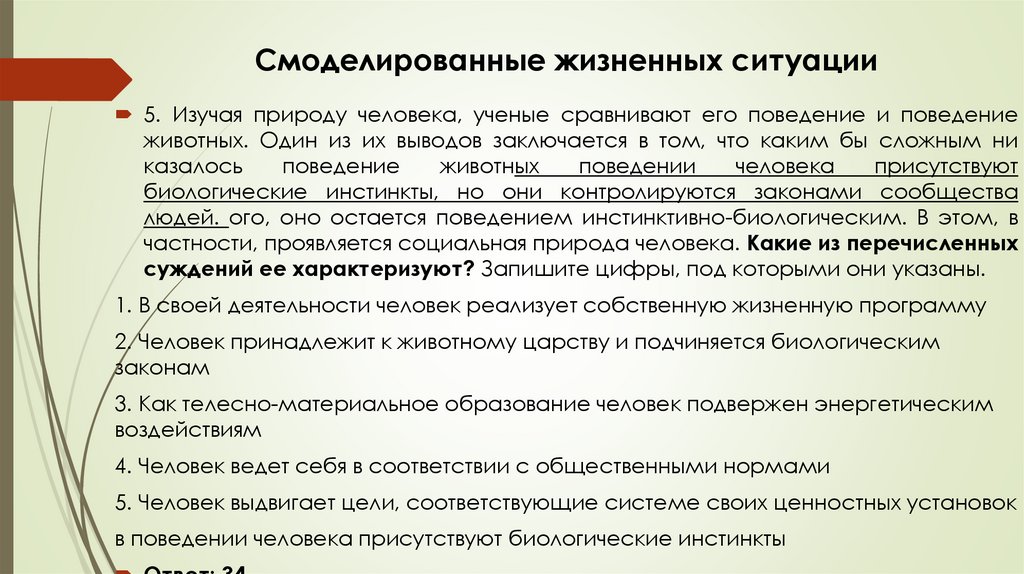 Смоделированные жизненных ситуации