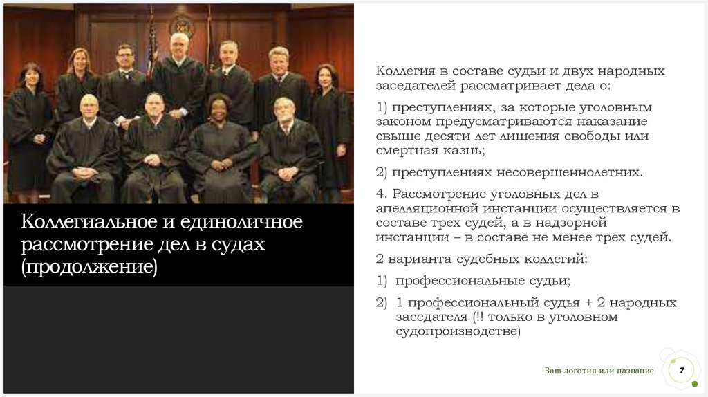 Коллегиальное и единоличное рассмотрение дел в судах (продолжение)