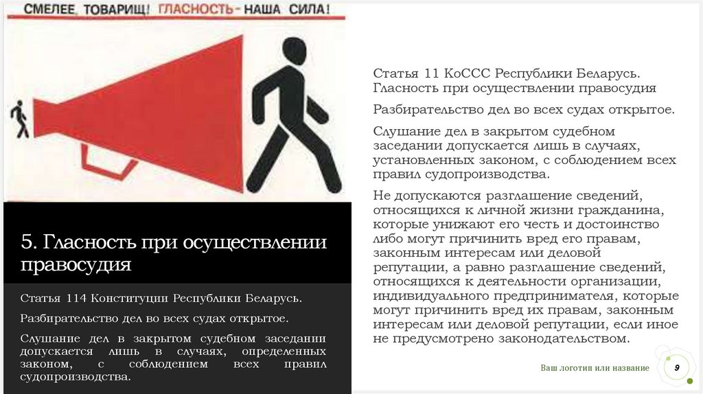 5. Гласность при осуществлении правосудия