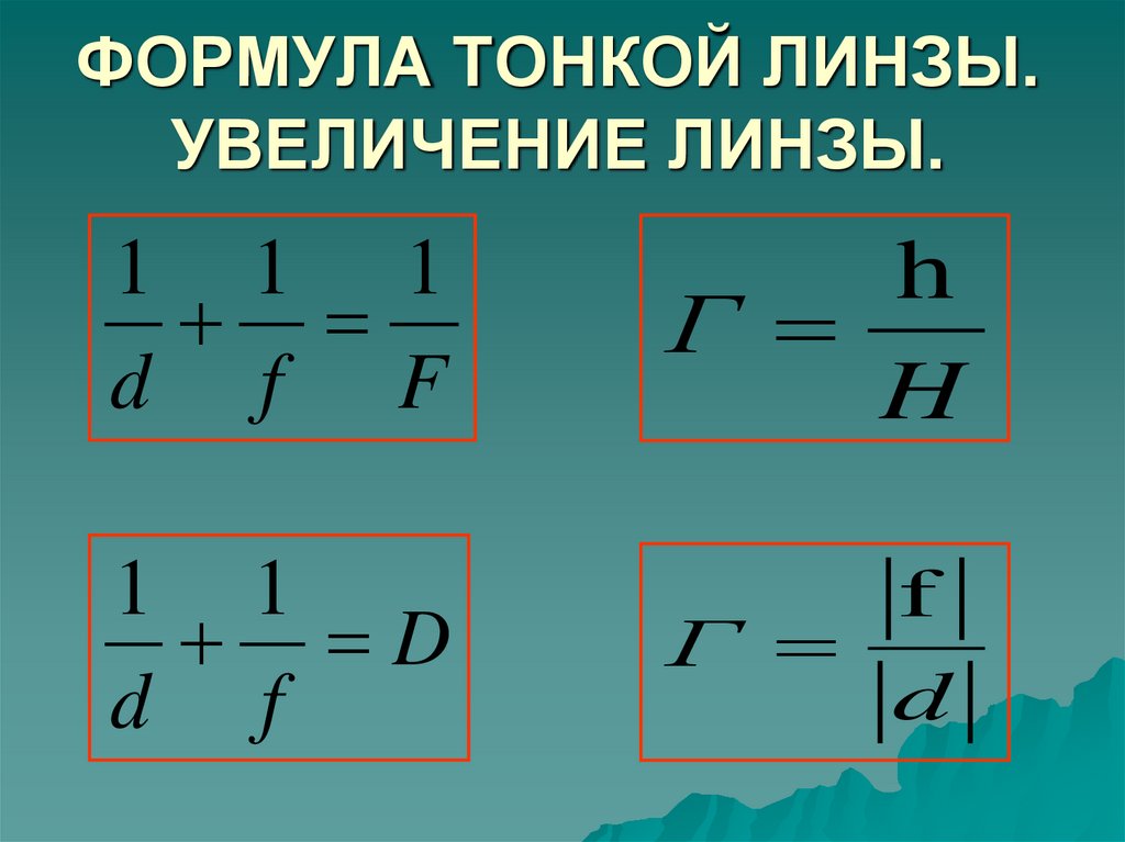 ФОРМУЛА ТОНКОЙ ЛИНЗЫ. УВЕЛИЧЕНИЕ ЛИНЗЫ.