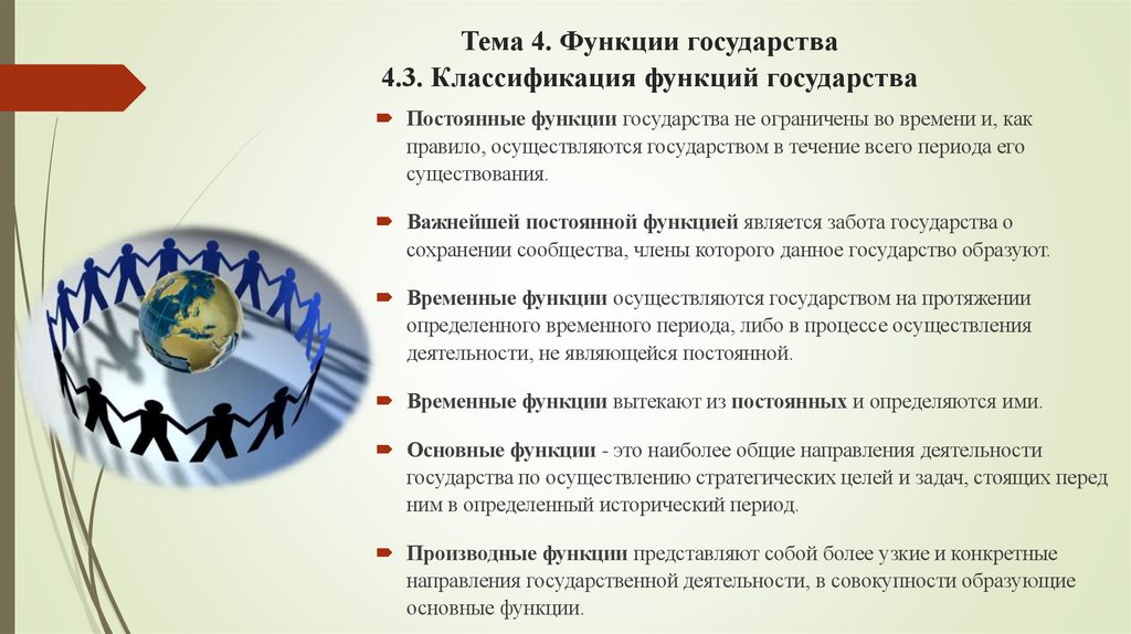 Тема 4. Функции государства 4.3. Классификация функций государства