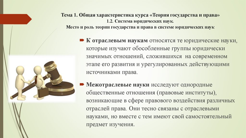 Тема 1. Общая характеристика курса «Теория государства и права» 1.2. Система юридических наук. Место и роль теории государства