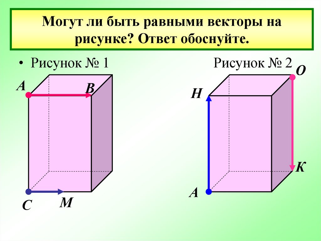 Могут ли быть равными векторы на рисунке? Ответ обоснуйте.