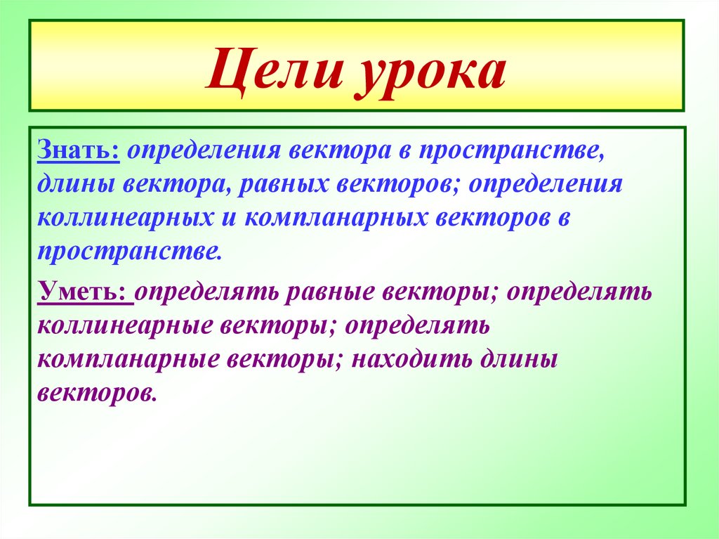 Цели урока