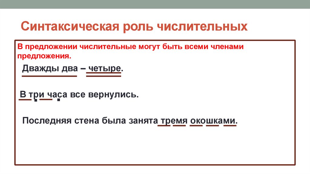 Синтаксическая роль числительных