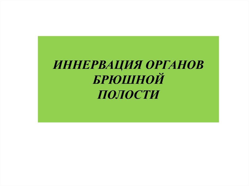 ИННЕРВАЦИЯ ОРГАНОВ БРЮШНОЙ ПОЛОСТИ