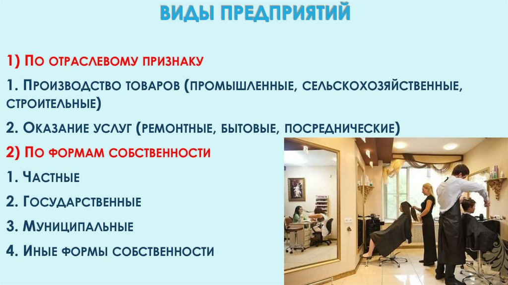 Виды предприятий