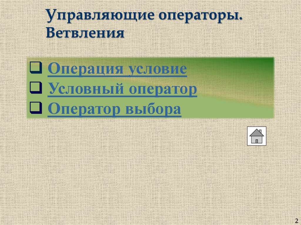 Управляющие операторы. Ветвления